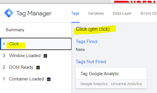 google tag manager-clic déclenché
